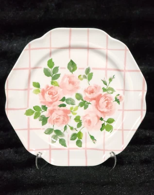4 platos laterales de ensalada de melamina a cuadros florales rosa rosa Laura Ashley brunch de 8,5" Foto 1 de 4