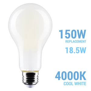 Satco S12448 LED 120 Volt 18.5W =150W A21 Medium E26 Dimmable 4000K Cool White - Picture 1 of 12