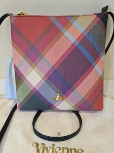Vivienne Westwood Tartan harlequin check vegan leather shoulder bag - Picture 1 of 20