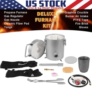 28LB/12.8KG Propane Furnace Kit Smelting Gold Silver Copper Scrap Metal Casting - Picture 1 of 12