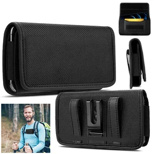 Mens Cell Phone Holder Belt Clip Case Oxford Loop Pouch Bag for Samsung iPhone - Picture 1 of 12