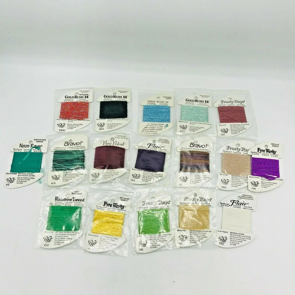 17 Rainbow Gallery Strandables Needlepoint Long Cross Stitch Fyre Gold Rush - Image 1 of 4