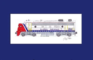 Bicentenario del Ferrocarril de Alaska FP7 #1512 11""x17"" Estampado enmarañado Andy Fletcher firmado - Imagen 1 de 1