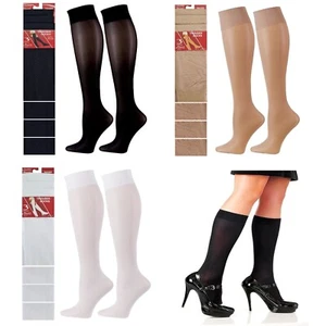 3 Pairs Ladies Knee High Pop Socks Trouser Tights 80 Denier Adults Black Or Tan - Picture 1 of 10