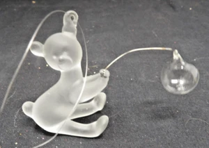 Vintage Frosted Glass Bear Playing With A Ball Christmas Ornament 2 1/2" Tall - Picture 1 of 2