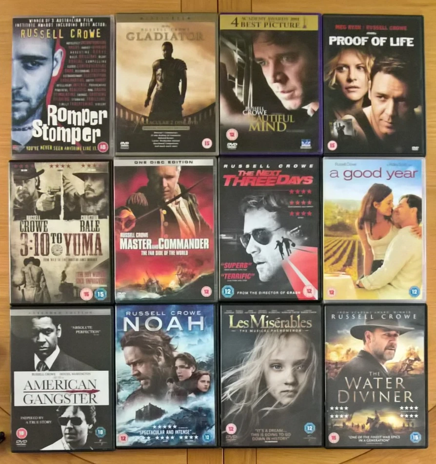 Russell Crowe 12 DVD Collection Gladiator American Gangster 3:10 To Yuma more R2 - Image 1 of 1