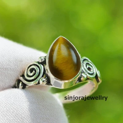 Tiger's eye Gemstone 925 sterling silver handmade Gift Ring US size 5 to 13 - image 1 of 4
