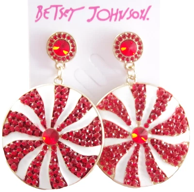 2 5/8" BETSEY JOHNSON ROSA SANTA CLAUS ESTRÁS NAVIDAD PENDIENTES COLGANTES Foto 1 de 4