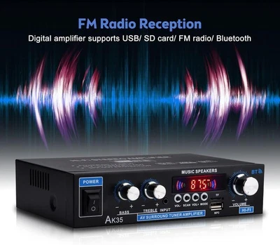 AK35 Amplificador Estéreo Home Audio Max 200W Potencia 2 Canales Receptor Estéreo con BT Foto 1 de 4
