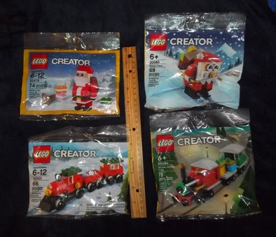 Новый нераспакованный лот из 4 сезонных рождественских полиэтиленовых пакетов LEGO 30478 30543 30580 30584 Santa Train - Изображение 1 из 4