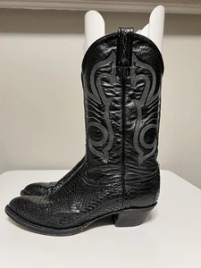 Stivali da cowboy western Tony Lama 1400 L pitone nero pelle di serpente donna US 7,5 M - Foto 1 di 12