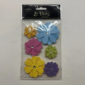 La Petites 3-D Blumen Polka Neu Aufkleber Rosa Blau Blumen Papier Studio - Bild 1 von 4