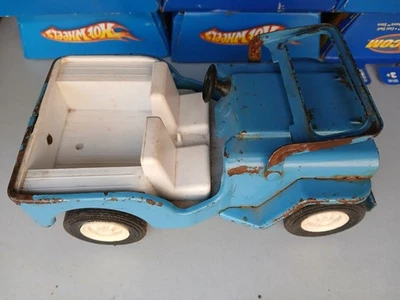 Vintage1960s Tonka Jeep  Folding Windshield Original Pressed Steel Blue 10"  B82 - Image 1 of 2