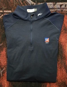 NEW KJUS 1/4 Zip Pullover Sweater Shirt NEWPORT COUNTRY CLUB Size 50 M Navy Blue - Picture 1 of 6