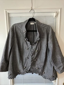 D-Cato Damen 22/24 W grau Rüschenrand Ooen Jacke 70 Baumwolle coole Knöpfe - Bild 1 von 17