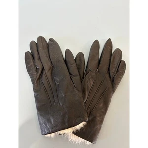 Wilsons leather gloves womens size XL black rabbit fur lining - Picture 1 of 8