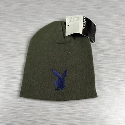 Playboy Hat Beanie Fitted One Size Green Embroidered Bunny Logo Acrylic Made USA - Image 1 of 4