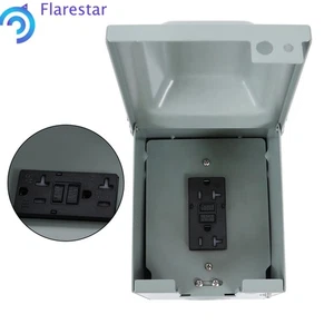 Outdoor Outlet Box 20 Amp GFCI Receptacle Rainproof 3R Enclosure Weather - Imagen 1 de 13