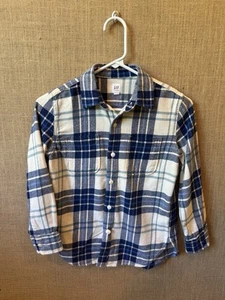 Gap Kids Boys Blue Flannel Plaid Long Sleeve Button Up Shirt Size M (8/9) - Picture 1 of 2