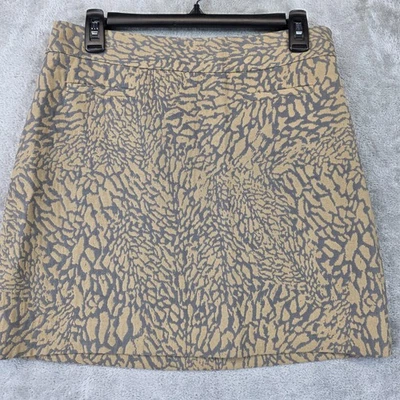 Falda Ann Taylor Loft Mujer 4 Gris Tostado Abstracto Estampado Animal Forrada Línea A Foto 1 de 4