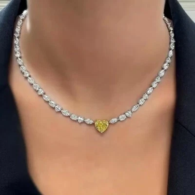 24 Ctw Lab-Created Multi-Shaped Diamond Tennis Women's Necklace 14K Gold Plated! - Image 1 of 4