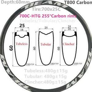 Ultralight 700C Carbon Road Bike Rims Clincher Tubeless Tubular 16-36 Holes - Picture 1 of 9