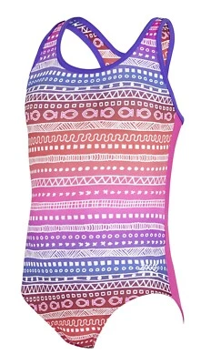Zoggs Mädchen Ikat Action Blumenmuster Badeanzug Alter 3-4 hübsch rosa £17