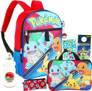 Pokemon Backpack Bundle with 16" Backpack Storage Case Pencil Holder Water Bottl - Picture 1 of 5