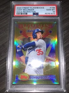 Topps Finest Flashbacks Gold Ref 2020 Cody Bellinger 30/50 PSA 10 Chicago Cubs - Imagen 1 de 2
