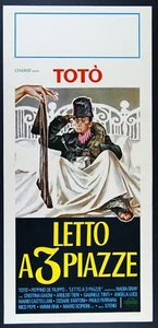 locandina film LETTO A TRE PIAZZE Totò Peppino De Filippo 1970 riedizione - Imagen 1 de 1