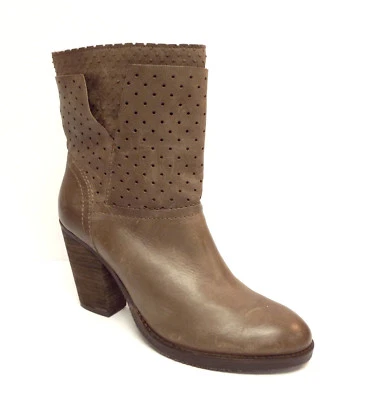 Botas de tornozelo STEVEN Steve Madden tamanho 9 KOBRRA couro acastanhado perfurado - Imagem 1 de 4