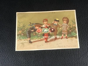 CHROMO CARD FLEURS DE PROMENADE  EPOQUE 1880 90  - Picture 1 of 2