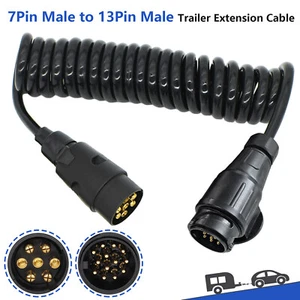 7 pin to 13 pin Trailer Curly Extension Cable Lead Towing Conversion Adapter - Picture 1 of 6