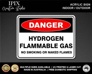 HYDROGEN FLAMMABLE GAS - DANGER - ACRYLIC SIGN | HEALTH & SAFETY - Bild 1 von 6