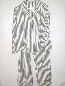 Victoria Secret Baumwolle Flanell grau gestreifte HOSE PYJAMA SET 2-teilig NEU XL L M S - Bild 1 von 6