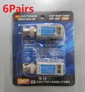 6 PAIR (12Pcs) UTP Video Balun Coax CAT5 to CCTV Camera BNC Passive Transceiver - Picture 1 of 5