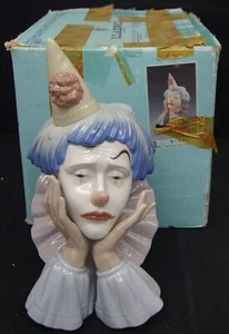 LLADRO Porcelain Figurine #5129 Clown's Head 12.25" 1982 W/Box & Stand SPAIN - Picture 1 of 6