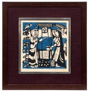 Sadao Watanbe "The Woman at the Well" Signed 1968 Print Bibical Japanese Woodcut - Picture 1 of 5