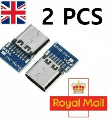 USB C Solder Female Socket Panel Connector Breakout Board VCC GND DATA DC Jack - Image 1 of 4