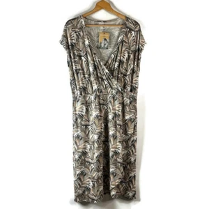 Royal Robbins' Womens Midi Wrap Noe Cross-Over Dress Size XL Taupe Tropical - Picture 1 of 10