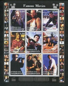 Hoja de estampillas conmemorativas de recuerdo de Tayikistán - películas famosas de Hollywood parte 2 - Imagen 1 de 1