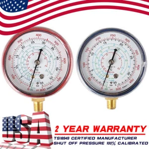 HVAC A/C Diagnostic High & Low Pressure Gauge PSI Refrigeration For 1/8" Hose US - Foto 1 di 8