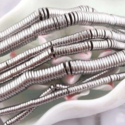 Hematite Spacer Beads For Jewellery Making 6x1mm Heishi Disc Silver x50 - Image 1 of 4