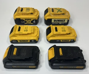 Lot of 6 Assorted DeWalt Batteries-FOR PARTS-(2) DCB204, (2) DCB203, (2) DCB201 - Picture 1 of 3