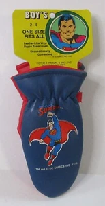 Rare Vintage 1980 Boys Superman Gloves Mittens New Size 2-4 DC Comics carded htf - Picture 1 of 11