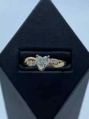 1.00 Ct Heart Cut Moissanite Engagement Wedding Ring 14K Yellow Gold Plated - Image 1 of 4
