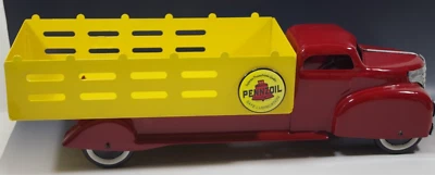 Camión de estacas Wyandotte Pennzoil acero prensado restaurado de colección 20"" como nuevo. Foto 1 de 4