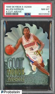 1996 Skybox E-X2000 A Cut Above #4 Allen Iverson 76ers RC Rookie HOF PSA 8 NM-MT - Picture 1 of 2