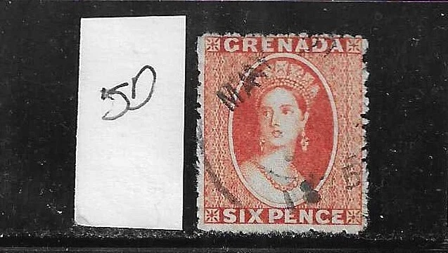 格林纳达·斯科特 #5D 1873-78 6P (VERMILION) WMK 5- 清洁切割香水约 15 二手 — 第 1/2 张图片