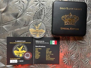 1 Oz Argent Mexico Libertad Gold Black Empire Gold 24K & Ruthenium - 2023 500 Ex. - Bild 1 von 6